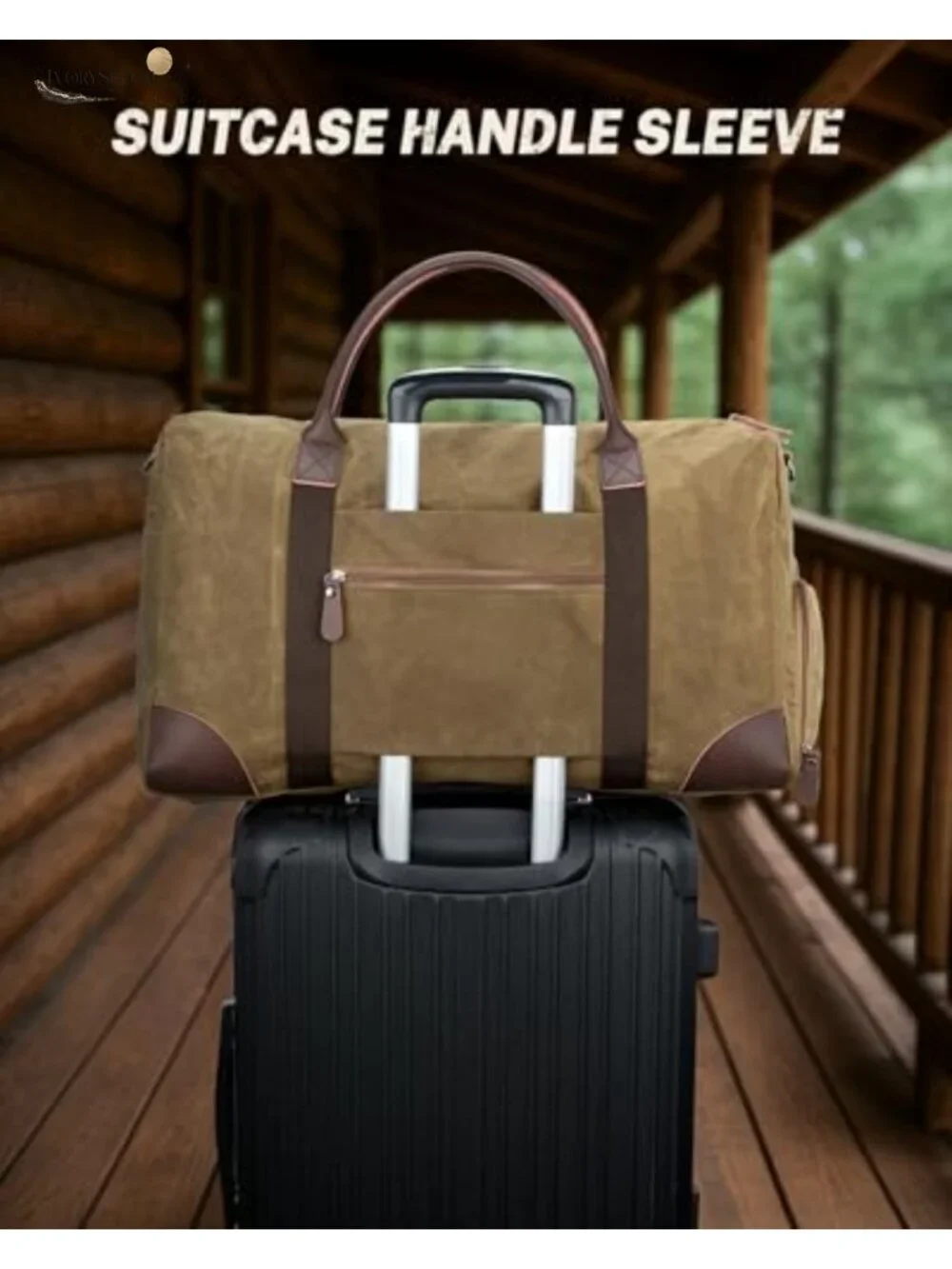 Waxed Canvas Duffle Bag 55L Water Resistant Travel Weekender Overnight